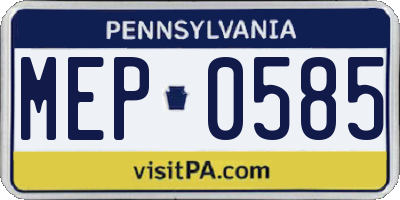 PA license plate MEP0585