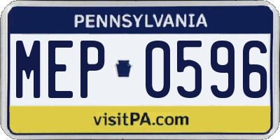 PA license plate MEP0596