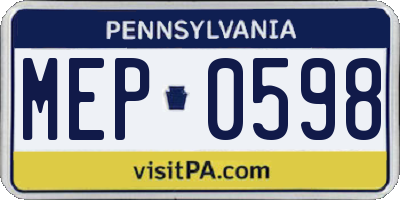 PA license plate MEP0598