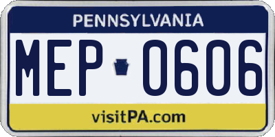 PA license plate MEP0606