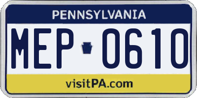 PA license plate MEP0610