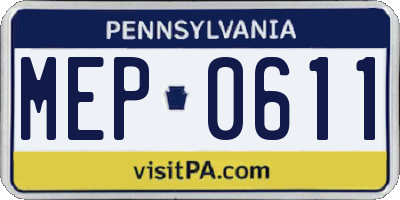 PA license plate MEP0611