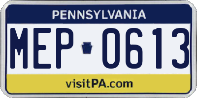 PA license plate MEP0613