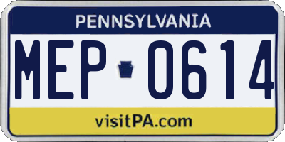 PA license plate MEP0614