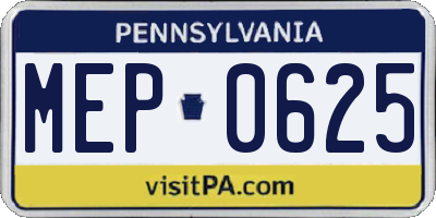 PA license plate MEP0625
