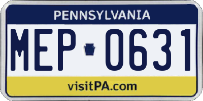 PA license plate MEP0631
