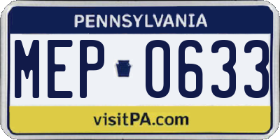 PA license plate MEP0633