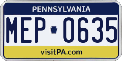 PA license plate MEP0635