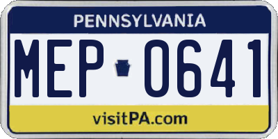 PA license plate MEP0641
