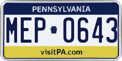 PA license plate MEP0643