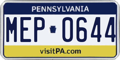 PA license plate MEP0644