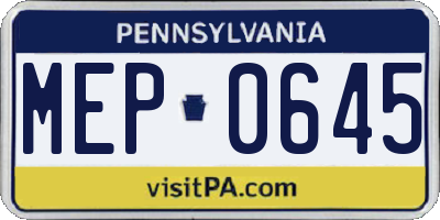 PA license plate MEP0645