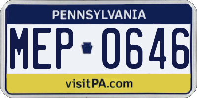 PA license plate MEP0646