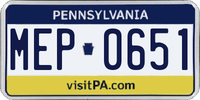 PA license plate MEP0651