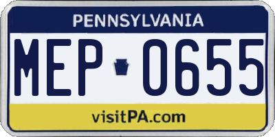 PA license plate MEP0655