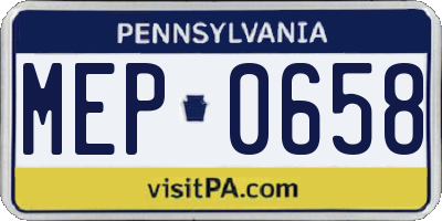 PA license plate MEP0658