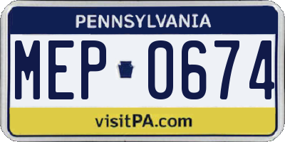 PA license plate MEP0674