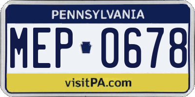PA license plate MEP0678