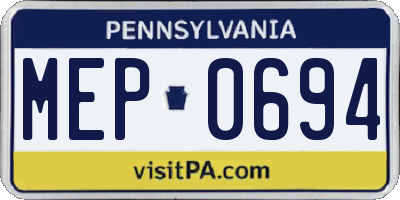 PA license plate MEP0694