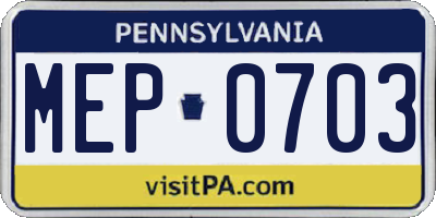 PA license plate MEP0703