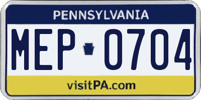 PA license plate MEP0704