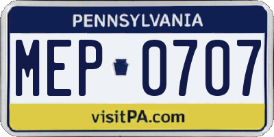PA license plate MEP0707