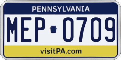 PA license plate MEP0709