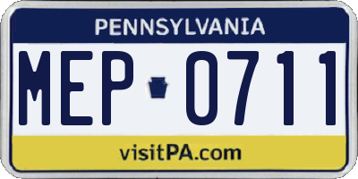 PA license plate MEP0711