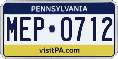 PA license plate MEP0712