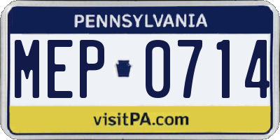 PA license plate MEP0714