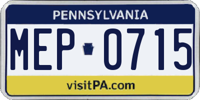 PA license plate MEP0715