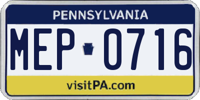 PA license plate MEP0716