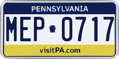 PA license plate MEP0717