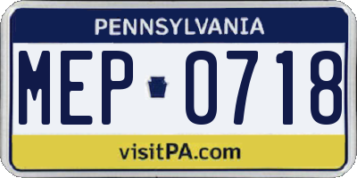 PA license plate MEP0718