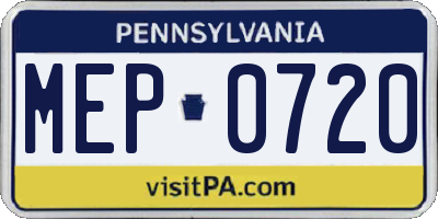 PA license plate MEP0720