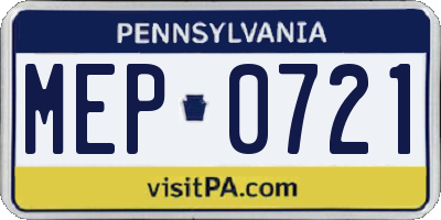 PA license plate MEP0721