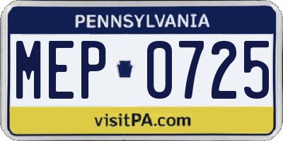 PA license plate MEP0725