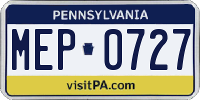 PA license plate MEP0727