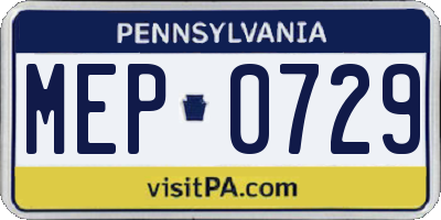 PA license plate MEP0729