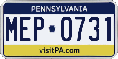 PA license plate MEP0731