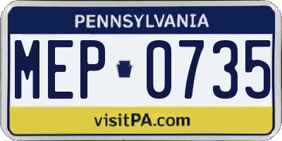 PA license plate MEP0735