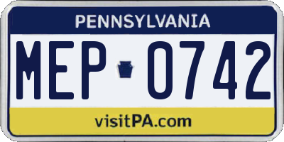 PA license plate MEP0742