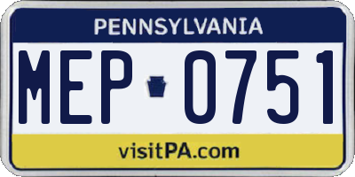 PA license plate MEP0751