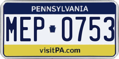 PA license plate MEP0753