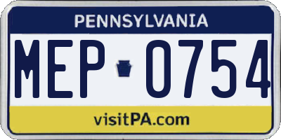 PA license plate MEP0754