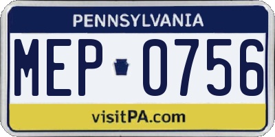 PA license plate MEP0756