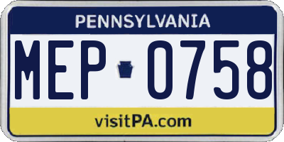 PA license plate MEP0758