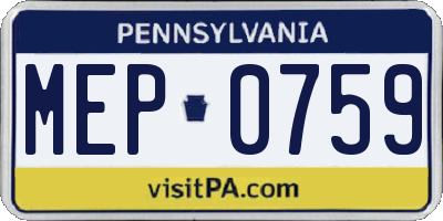 PA license plate MEP0759