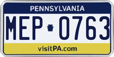 PA license plate MEP0763