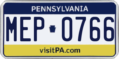 PA license plate MEP0766